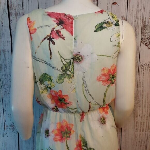 Sleeveless HighLow Suzy Shire Floral Light Green Summer Dress - Picture 3 of 15
